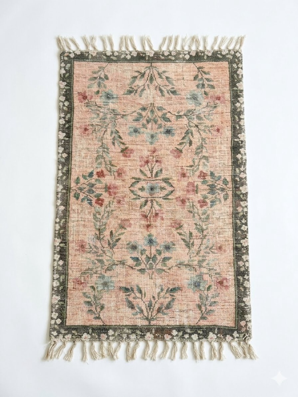The Farmhouse by Rachel Ashwell Floral Accent Rug Fringe Shabby Chic 25x45